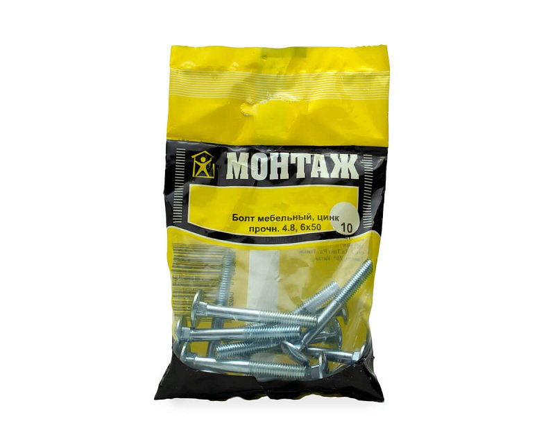 Болт мебельный 6х50, цинк, прочн. 4.8 DIN 603 (пакет/10шт)