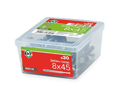 Дюбель-гвоздь GL, 8x45 потай, п/п, ЕКТ (пласт.конт./30шт)