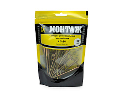 Саморез универсальный 4.5x80, желтый цинк, дой-пак M, МОНТАЖ (пакет/50шт)