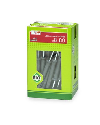 Дюбель-гвоздь GL, 8x80 цилиндр, п/п, ЕКТ (кор. с окном/50шт)