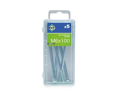 Болт мебельный 6х100, цинк, прочн. 4.8 DIN 603, (упак/5шт)