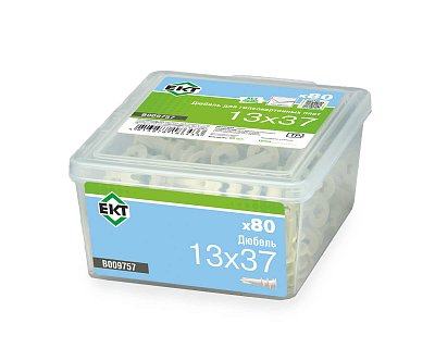 Дюбель для гипсокартонных плит Driva 01S 13x37, Нейлон, в пласт. контейнере, ЕКТ (упак/80шт)