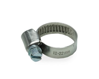 Хомут червячный (12-22 мм), ширина 9 мм, DIN3017-1, НЕРЖ. СТАЛЬ A2, W4, винт нерж. (упак/10шт)