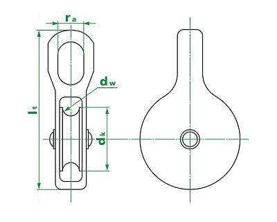 Блок одинарный PULLEY ZP 65 мм, с нейлоновым колесом (с этик./1шт)