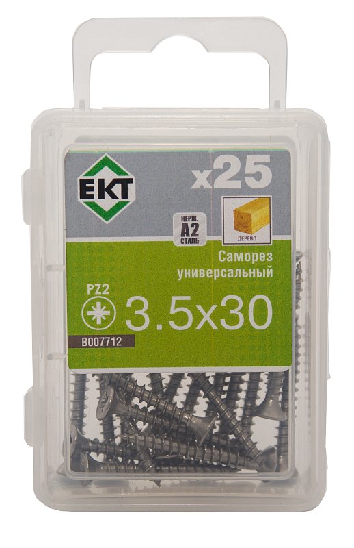 Саморез универсальный 3.5х30, НЕРЖ. СТАЛЬ, ЕКТ (упак/25шт)