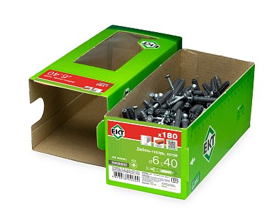 Дюбель-гвоздь GL, 6x40 потай, п/п, ЕКТ (кор. с окном/180шт)