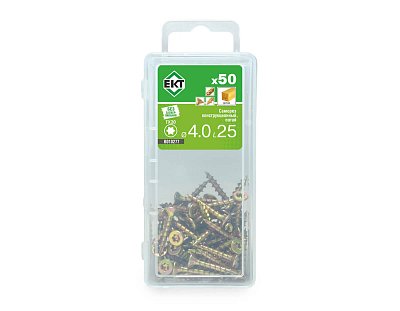 Саморез конструкционный 4.0x25, потай, желтый цинк, ЕКТ (мини-конт./50шт)