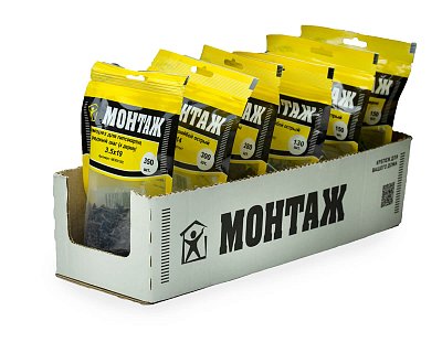 Саморез для гипсокартона 3.5x19, редкий шаг (к дереву), фосфат, дой-пак M, МОНТАЖ (пакет/350шт)