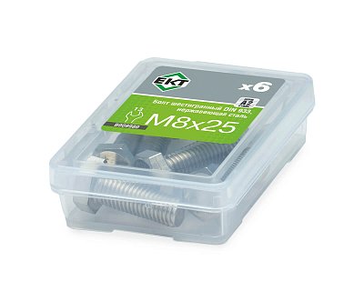 Болт с шестигранной головкой M8х25, DIN933, НЕРЖ. СТАЛЬ, ЕКТ (упак/6шт)