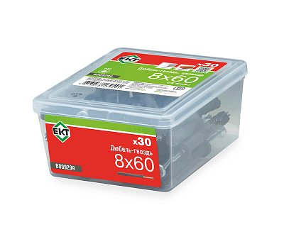 Дюбель-гвоздь GL, 8x60 цилиндр, п/п, ЕКТ (пласт.конт./30шт)
