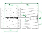 Дюбель тарельчатый 8x100 со стальным гвоздем с высокоэфф. термоголовкой DT-8T, ЕКТ (пакет/75шт)