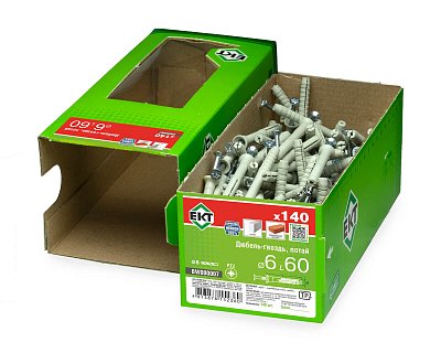 Дюбель-гвоздь GL, 6x60 потай, нейлон, ЕКТ (кор. с окном/140шт)