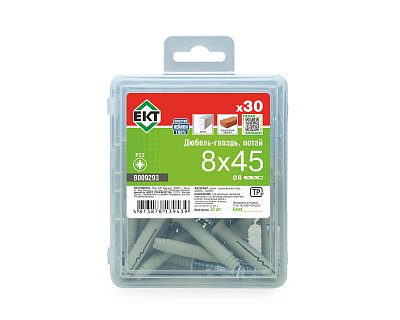 Дюбель-гвоздь GL, 8x45 потай, нейлон, ЕКТ (пласт.конт./30шт)