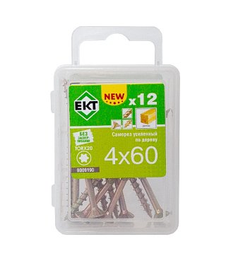 Саморез усиленный по дереву TORX20 4.0x60, потай, желт. цинк (упак/12шт)