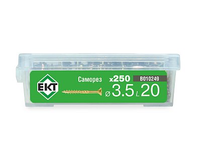 Саморез конструкционный 3.5x20, потай, желтый цинк, ЕКТ (пласт.конт./250шт)