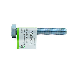 Болт с шестигранной головкой М12х80/80, DIN933 (ГОСТ 7798-70), прочн. 8.8, цинк, ЕКТ (с этик./1шт)