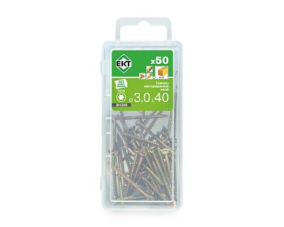 Саморез конструкционный 3.0x40, потай, желтый цинк, ЕКТ (мини-конт./50шт)