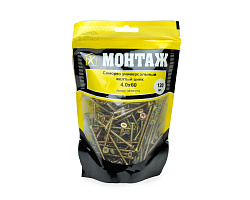 Саморез универсальный 4.0x60, желтый цинк, дой-пак M, МОНТАЖ (пакет/120шт)