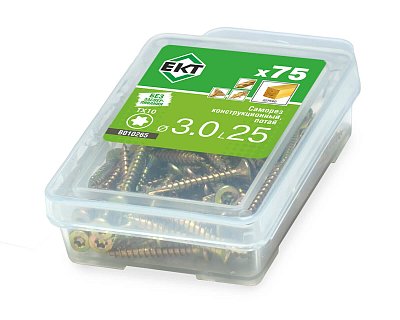 Саморез конструкционный 3.0x25, потай, желтый цинк, ЕКТ (мини-конт./75шт)
