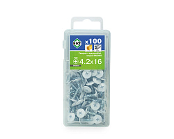 Саморез с п/ш, острый 4.2х16 RAL9003 (упак/100шт)