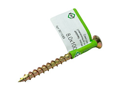 Саморез конструкционный 8.0x100, потай, желтый цинк, ЕКТ (с этик./1шт)