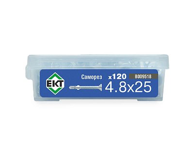 Саморез с крыльчаткой 4.8х25, сверло, цинк, в пласт. контейнере, ЕКТ (упак/120шт)