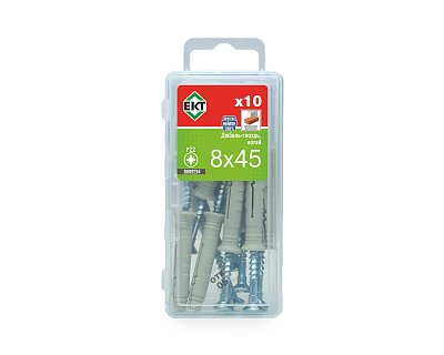 Дюбель-гвоздь GL, 8x45 потай, нейлон, ЕКТ (мини-конт./10шт)