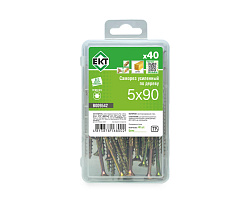 Саморез усиленный по дереву TORX25 5.0x90, потай, желтый цинк, в пласт. контейнере, ЕКТ (упак/40шт)