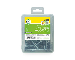 Саморез кровельный с резин. прокл. 4.8x70, сверло PT1, RAL7024, в пласт. контейнере, ЕКТ (упак/30шт)