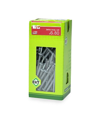 Дюбель-гвоздь GL, 6x80 гриб, п/п, ЕКТ (кор. с окном/100шт)