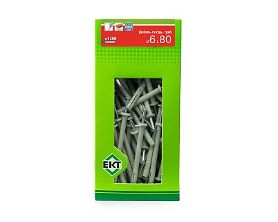 Дюбель-гвоздь GL, 6x80 гриб, нейлон, ЕКТ (кор. с окном/100шт)