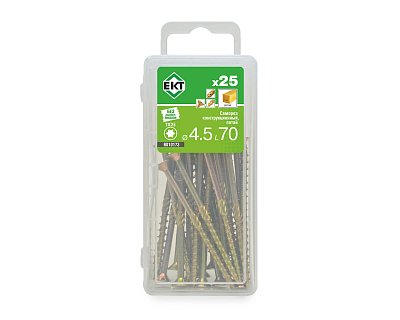 Саморез конструкционный 4.5х70, потай, желтый цинк, ЕКТ (мини-конт./25шт)