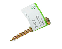 Саморез конструкционный 8.0x80, потай, желтый цинк, ЕКТ (с этик./1шт)