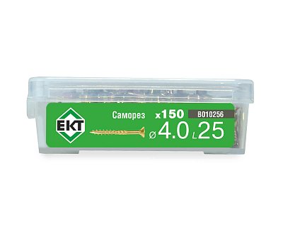 Саморез конструкционный 4.0x25, потай, желтый цинк, ЕКТ (пласт.конт./150шт)