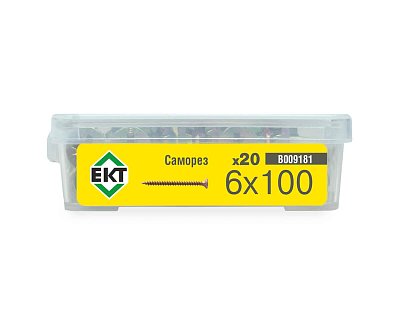 Саморез, желтый цинк 6,0х100 в пласт. контейнере (упак/20шт)