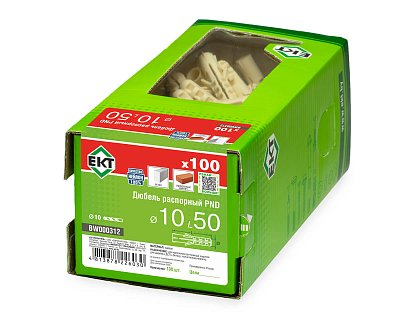 Дюбель распорный PND 10x50, нейлон, ЕКТ (кор. с окном/100шт)
