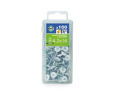 Саморез с п/ш, острый 4.2х16 RAL9003 (упак/100шт)