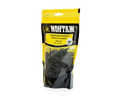 Саморез для гипсокартона 3.5x32, редкий шаг (к дереву), фосфат, дой-пак M, МОНТАЖ (пакет/280шт)