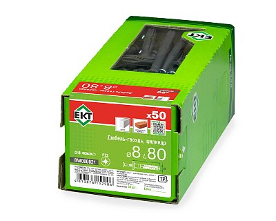 Дюбель-гвоздь GL, 8x80 цилиндр, п/п, ЕКТ (кор. с окном/50шт)