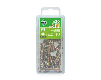 Саморез конструкционный 6.0x40, прессшайба, желтый цинк, ЕКТ (мини-конт./20шт)