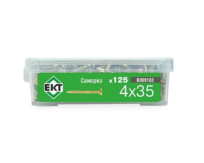 Саморез конструкционный 4.0х35, потай, желтый цинк, ЕКТ (пласт.конт./125шт)