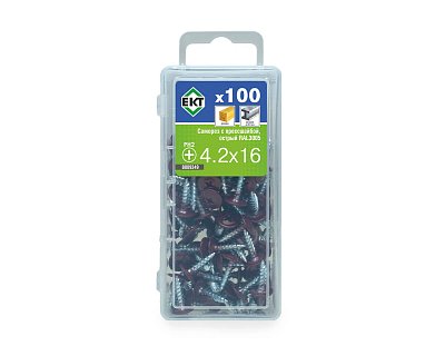 Саморез с п/ш, острый 4.2х16 RAL3005 (упак/100шт)