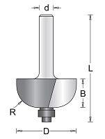 Фреза галтельная 28.6X52X14.3X9.5мм, подшипник, хвостовик 8мм, HITACHI (шт)