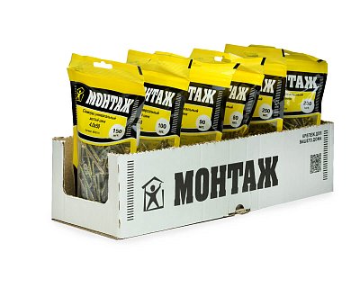 Саморез универсальный 4.0x50, желтый цинк, дой-пак M, МОНТАЖ (пакет/150шт)