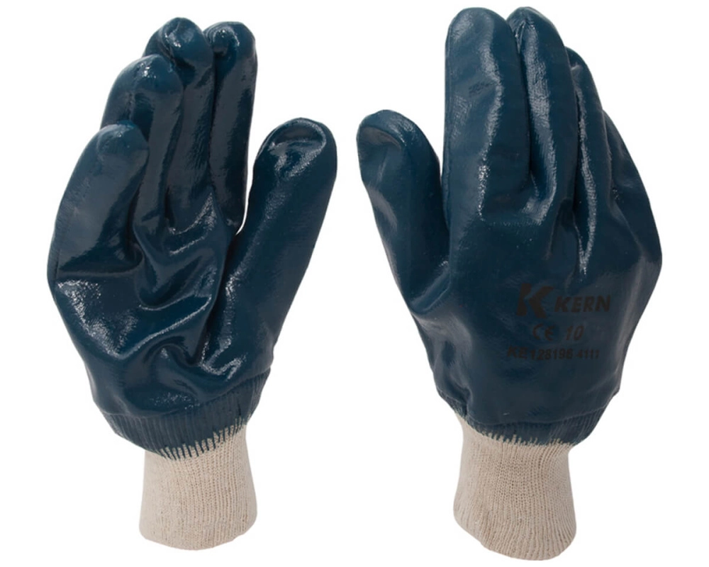 Перчатки рабочие джерси, нитриловое покрытие, эластичная манжета, разм.10, синие KERN (пара)